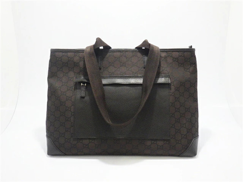 Gucci bag shoulder tote GG leather brown